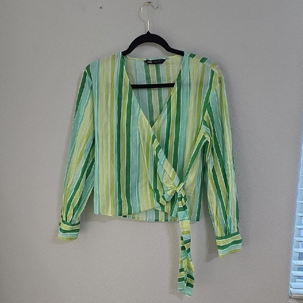 Zara Multicolor Striped Wrap Blouse